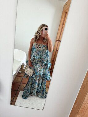 Elliatt Armani Tiered Maxi Dress In Blue Floral
